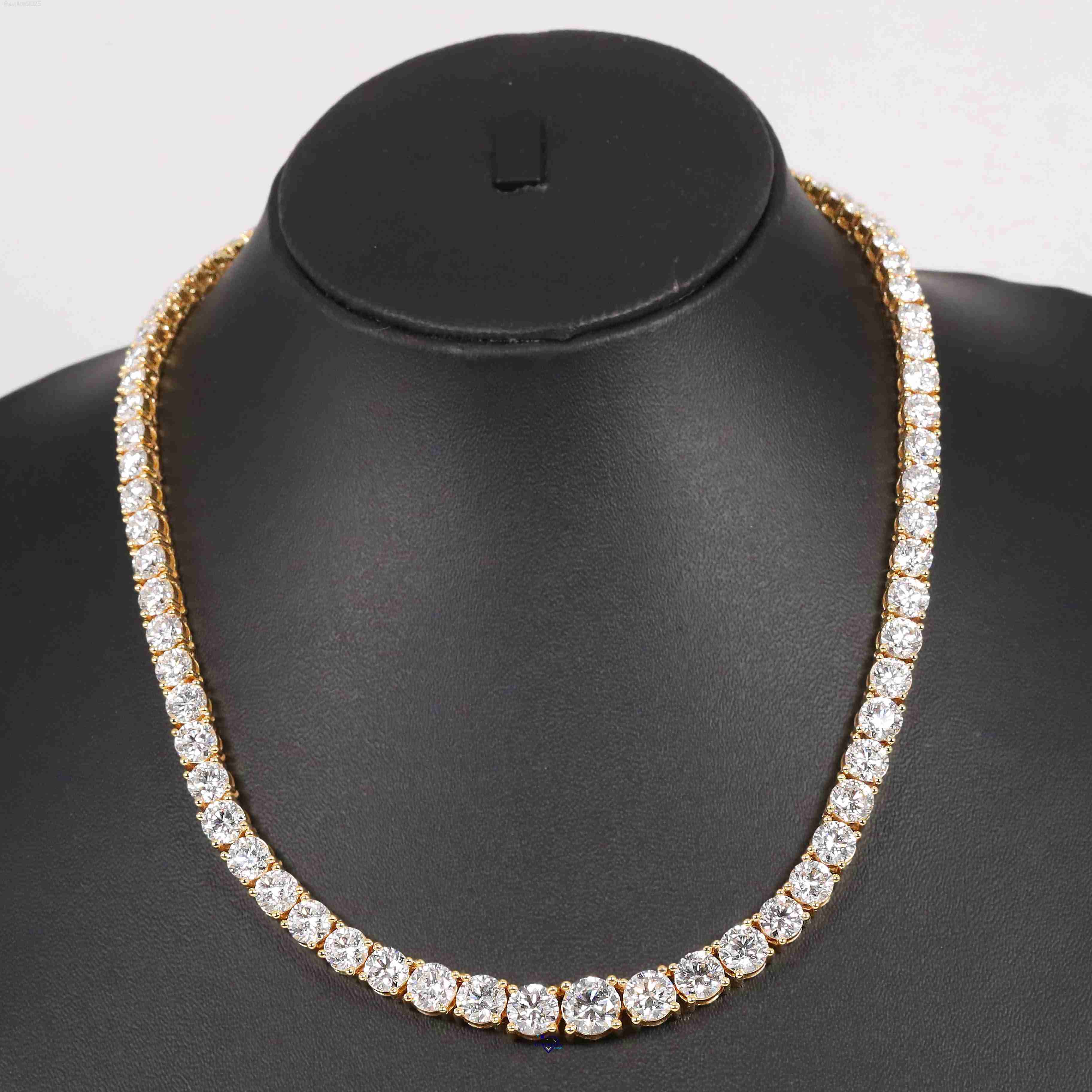 14kt Yellow Gold Tennis Necklace for Women VVS Clarity Diamond with Moissanite for Wedding Engagement or Gift