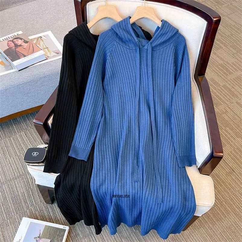 Casual Dresses size 6XL 150KG Spring Long Sleeve Dress Ladies Maxi Dress with Hooded Solid Color Large Size Women Clothing 230316