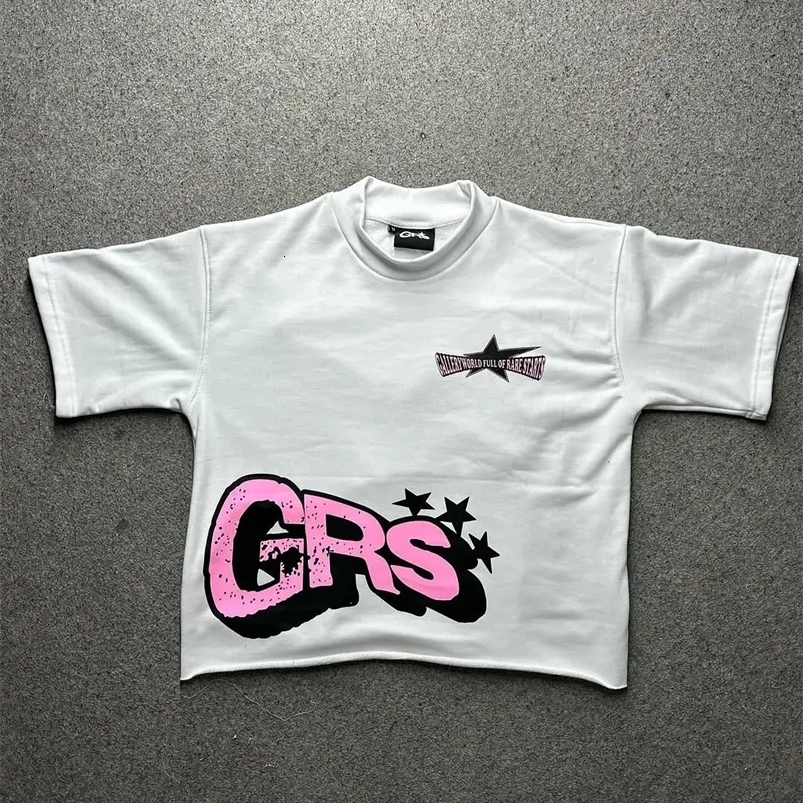 Harajuku GRS Mens T-shirt Harajuku Fashion Kawaii Pattern Printed Short Sleeve High Quality Cotton Round Neck T-shirt Top 250423