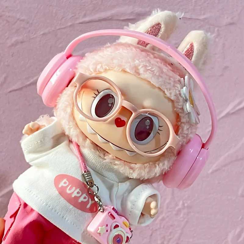 For 1517cm Cute Labubu Dolls Clothes Pink Purple Earphones Tshirts Shorts Outfit Clothing Labubu V1 V2 Diy Toys Accessories C250924