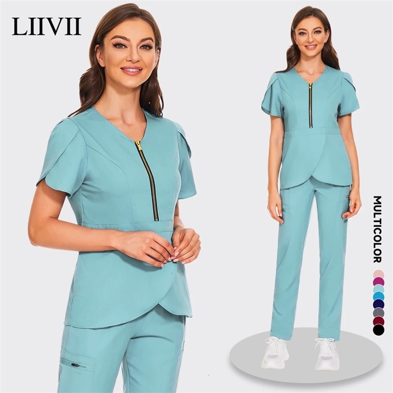 Pet Grooming Institutions Sets Beauty Salon Clothes Scrubs Clothes High Quality Spa Uniforms Fashion V-Neck Working Clothes 240704