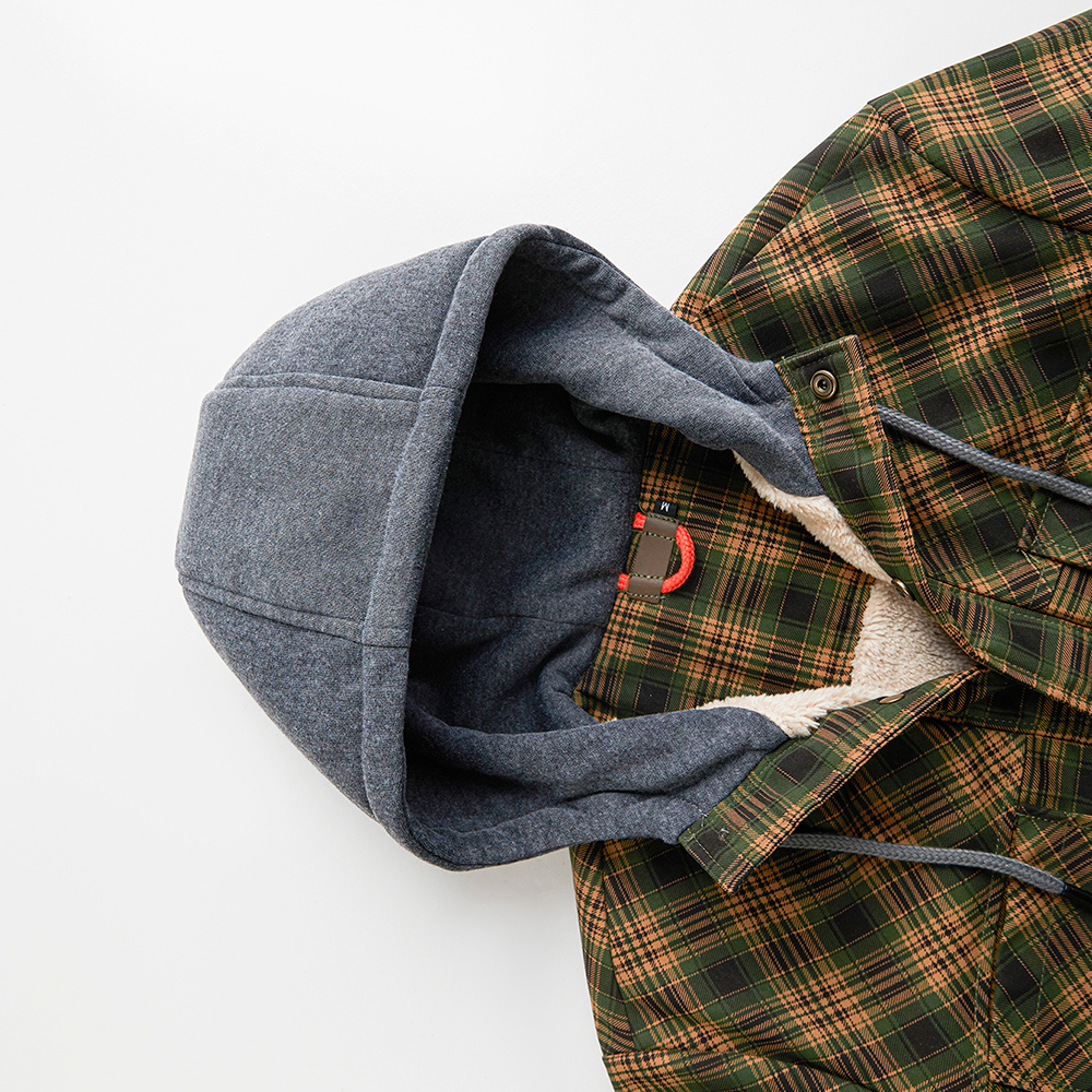 Men's Jackets Flannel Shirt Thickened 2025 Casual Loose Hooded Button Coat Spring and Autumn Classic Plaid Men's Tops with Pockets