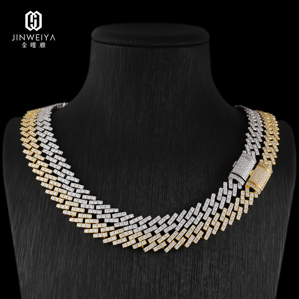 Customized Trendizable Cuban Hip Hop Chain for Men VVS Moissanite Diamond Iced 925 Silver Link Chain Gold Plating High Fashion Necklace