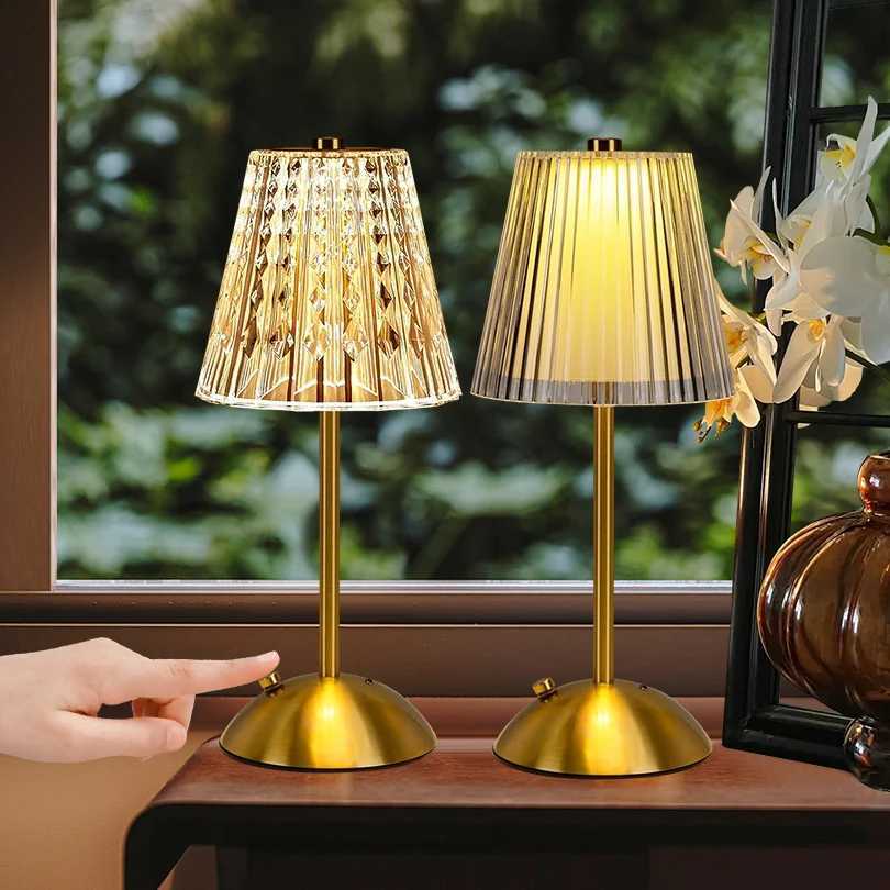Cordless Table Lamp Dimmable Crystal Table Lamp 3 Colors LED Gold Lamp Portable Lamp Vintage Rechargeable Touch Lamp for room C251115