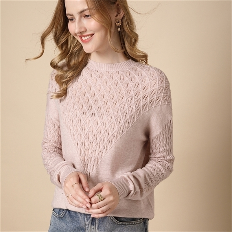 Pullover sweater women plus size solid color wool round neck sweater ladies clothes casual knit sweater inde top 201222