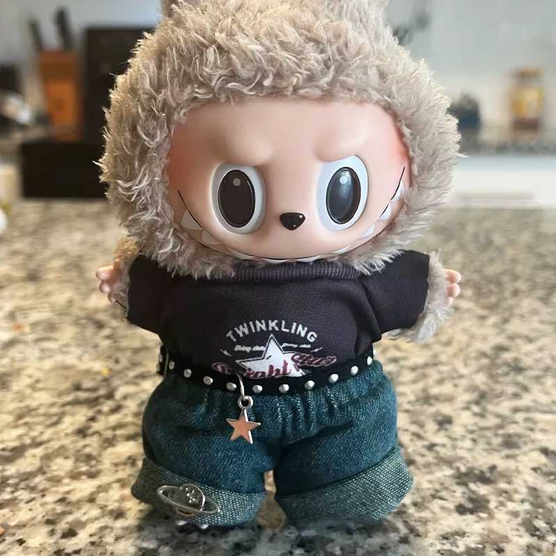 For Labubu Clothes For V1V2V3 Plush Idol 1517cm Doll Hip Hop TShirt Pants Necklace 3PCSPack Decoration Accessories Fans Gift C250924