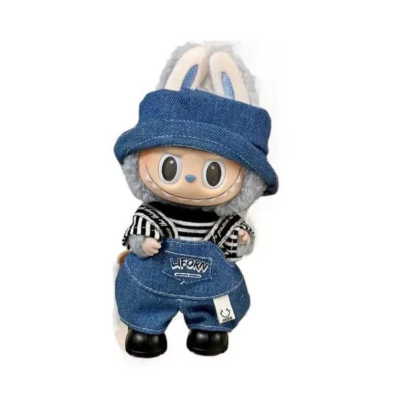 Doll Clothes for Labubu 17cm Glue Doll Replacement Overalls Hat Plush Clothes Cartoon Cute Peripheral Clothes C250924