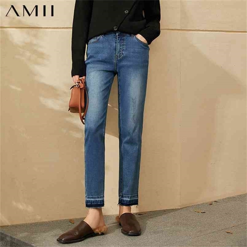 Minimalism Winter Women's Jeans Fashion OLstyle Fleece Straight Female Trousers Causal For Women 12030585 210527