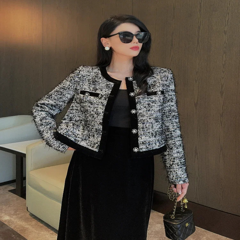 French ned womens short jacket autumn light social fashion versatile retro weight loss top trend 240930