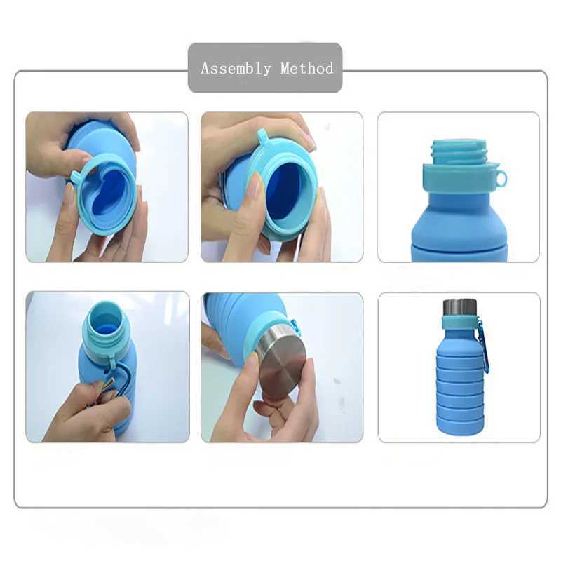 Food Grade Silicone Foldable Water Cup Outdoor Sports Travel Running Fitness Portable Water BottleCup with Mountaineering Buckle J250923