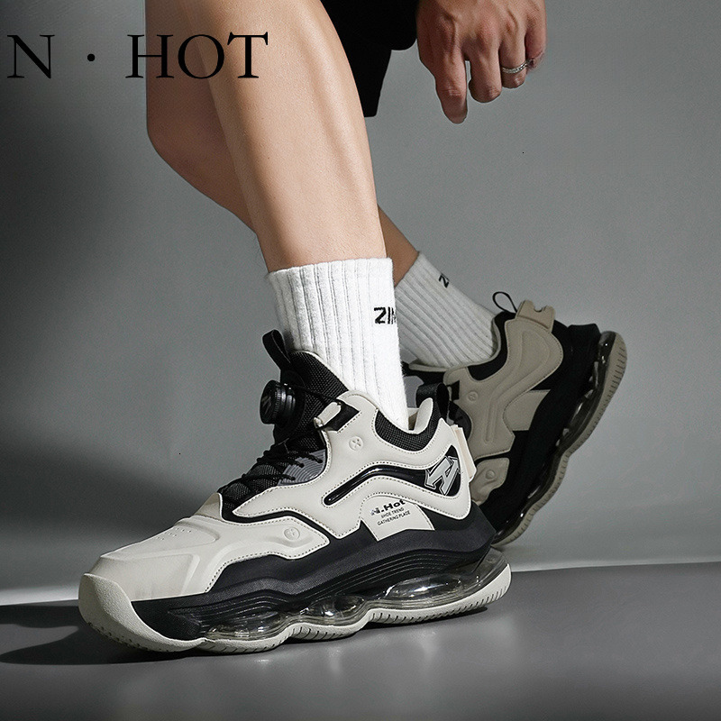 N HOT Designer Luxury Men's Outdoor Sports Shoes New Trend Versatile Wear-resistant Air Cushion Thick Sole Basketball Shoes Student Fashion Butto