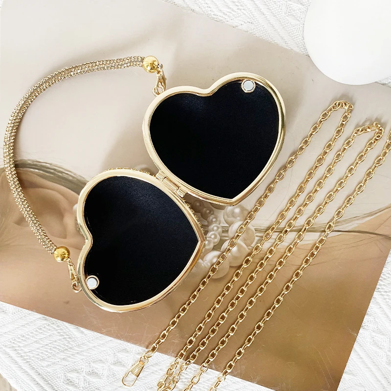 y Small Bling Heart Shape Diamond Evening Clutch Rhinestones Purse Ladies Fashion Bag 250815