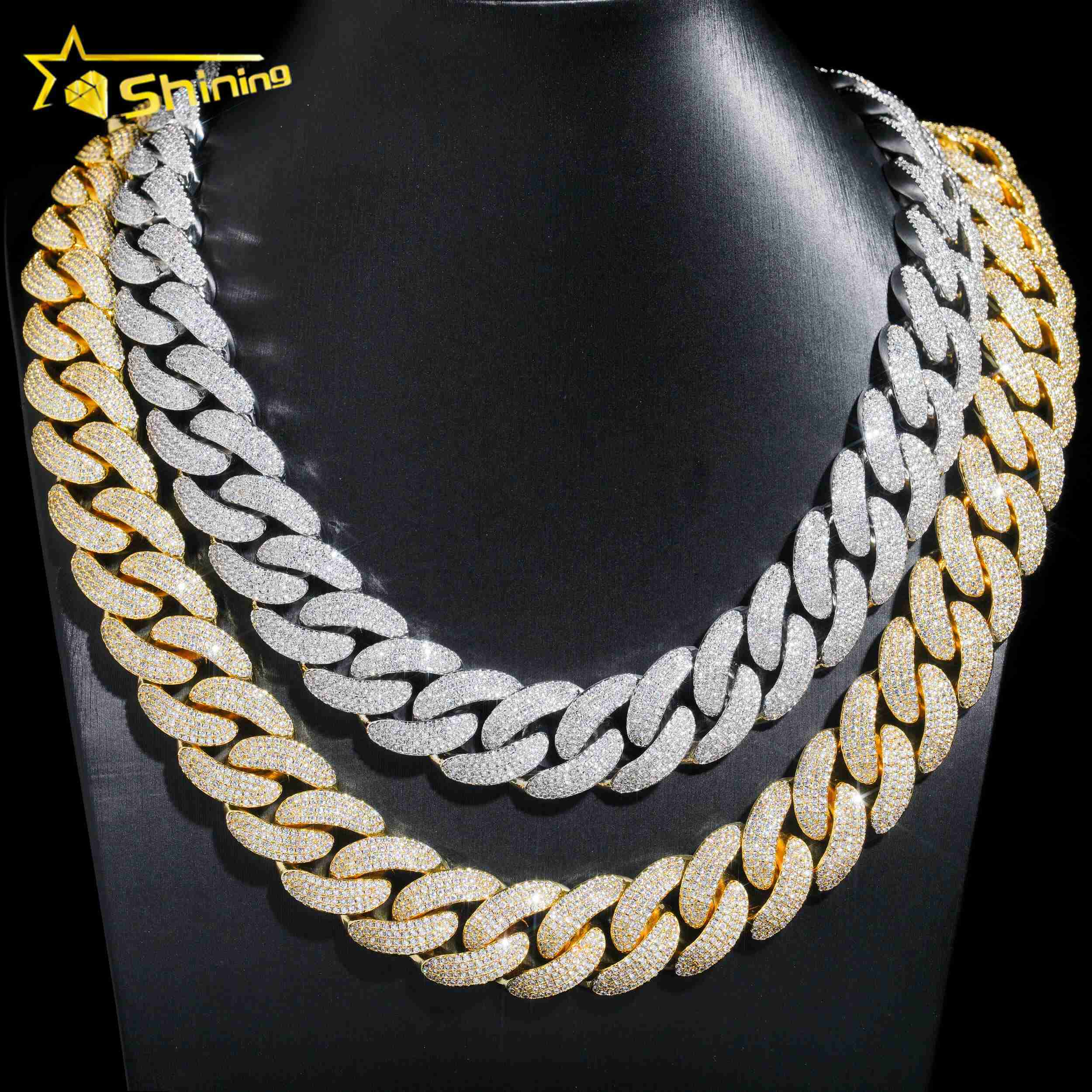Luxury Hip Hop Men Fashion Link Chain Big Size 20MM Gold Plated Iced Out Brass CZ Diamond Cuban Link Chain