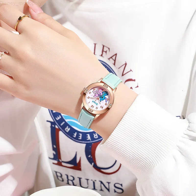 Disney Animation Electronic Watch Cute Cartoon Stitch Imitation Diamond Belt Student Quartz Watch Simple and Exquisite Gift H250924