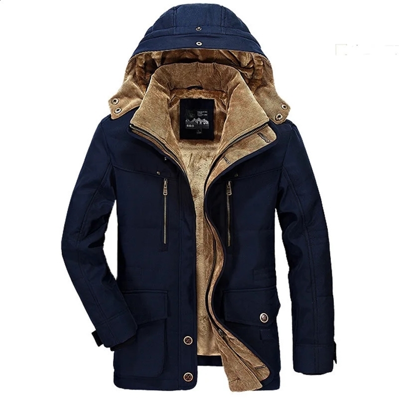 Good Quality Male Fit Winter Coats Multi-pocket Cargo Jackets Men Long Winter Coats Down Jackets Hooded Casual Warm Parkas 7XL 240912CJ