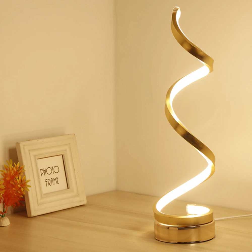LED Spiral Table Lamp Modern Curved Desk Bedside Lamp Dimmable Warm White Night Light For Living Room And Bedroom C251115
