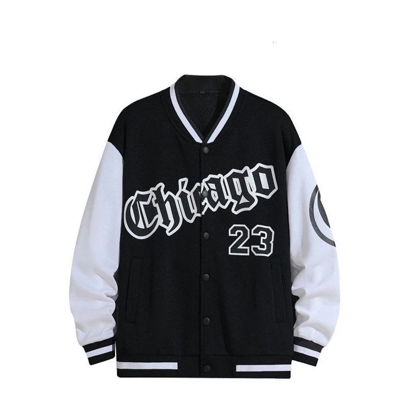Men s Spring Autumn Casual Coat Long Sleeve Letter Printed Button Up Contrast Color Baseball Jacket 250116