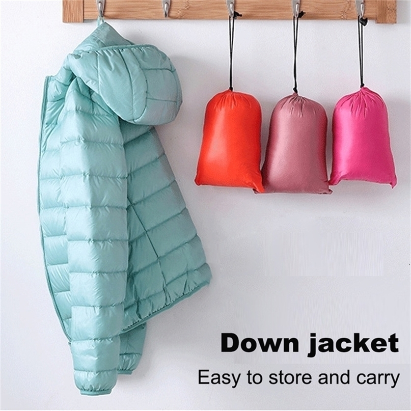 Winter oversize Women's Thin Jacket White Duck Down Hooded Jackets Long Sleeve Warm Coat Parka Female Outwear 201019