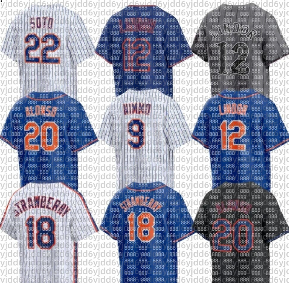Mets Jersey Baseball Darryl Mike Piazza Francisco Pete Alonso Brandon Nimmo Jeff McNeil Starling Marte Francisco Alvarez Mark Vientos Juan Strawberry Soto Lindor
