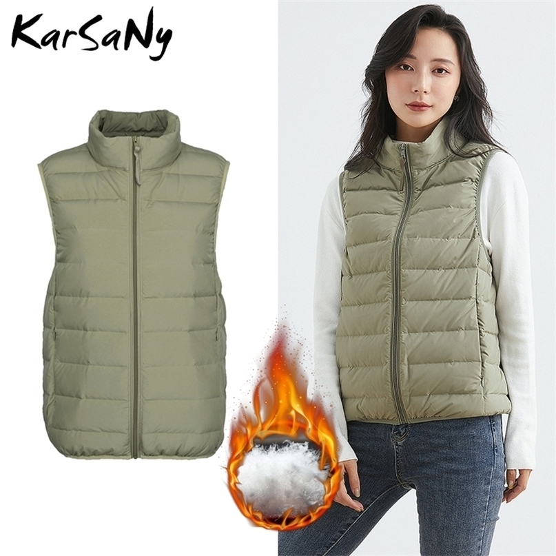 Short Ultra Light Down Vest Women Winter Warm White Duck Down Sleeveless Vest For Women Plus Size Thin Lightweight Winter Jacket 201019