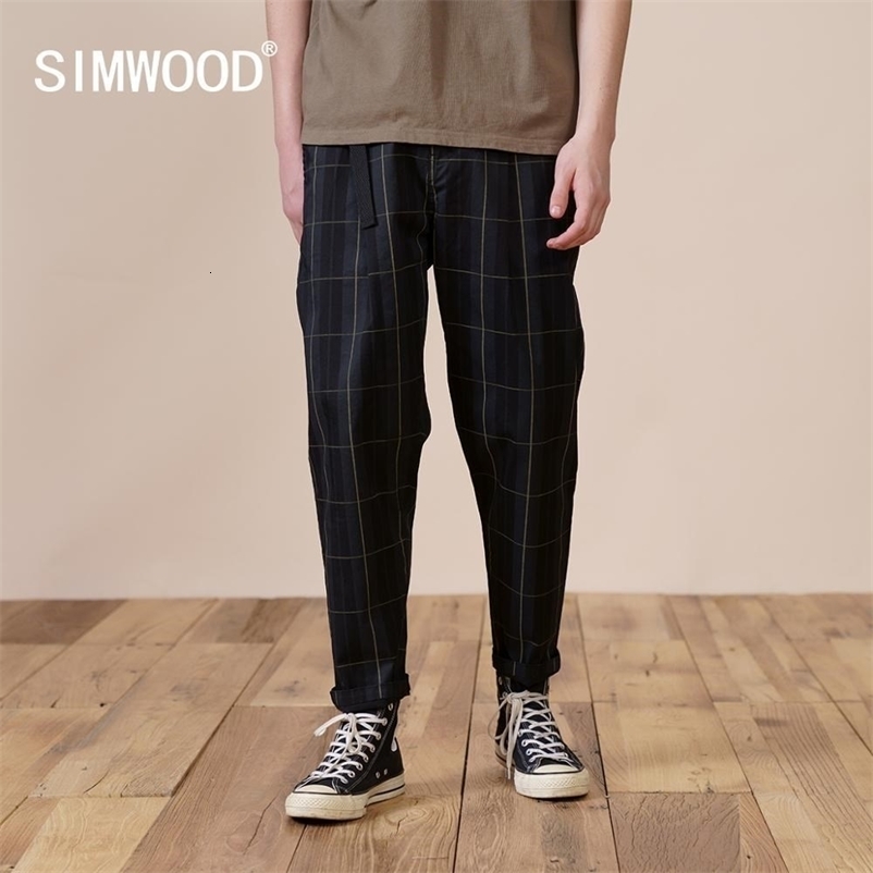 Men's Pants Spring Winter Plaid Pants Men Loose Tapered Ankle-Length Trousers Fashion Check Plus Size Hip Hop Streetwear 230327