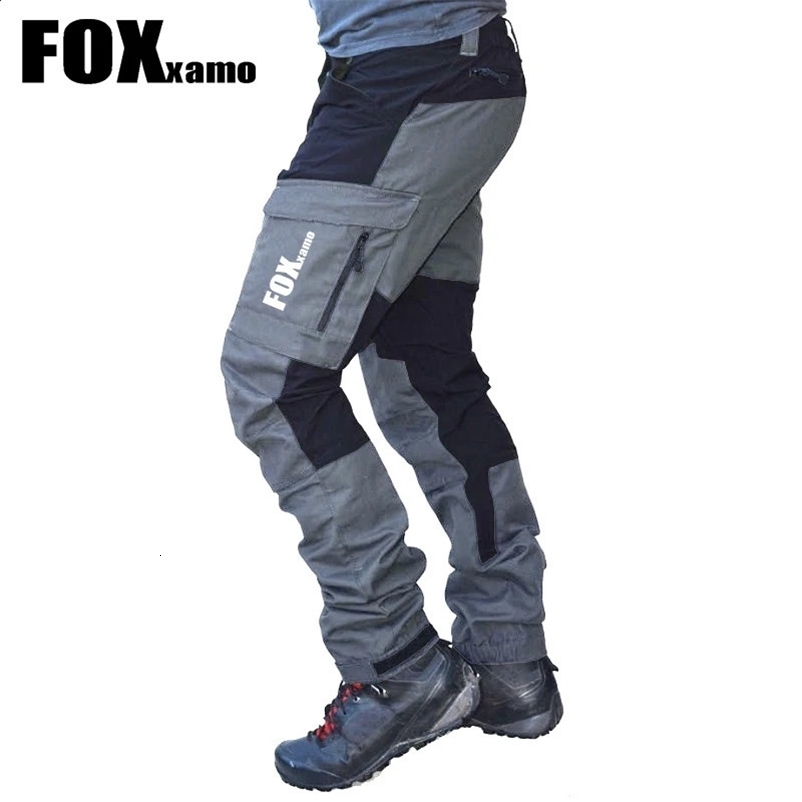 Summer Foxxamo Mens Outdoor Casual Patchwork Tactical Fishing Pants Full Length Waterproof Climbing Cycling Trousers 240812