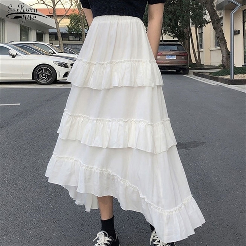 Fashion Temperament Fairy Skirt Gentle Delicate Comfort Cake Skirt Female Solid Vintage Chiffon Skirt Jupe Femme 15632 220701