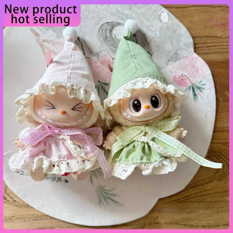 Cute 1517 cm LabubuV1 V2 V3 Sitting Series Beautiful Skirt Doll and Accessories Hat Toy Doll Clothes Four Piece Set Holiday Gif C250924