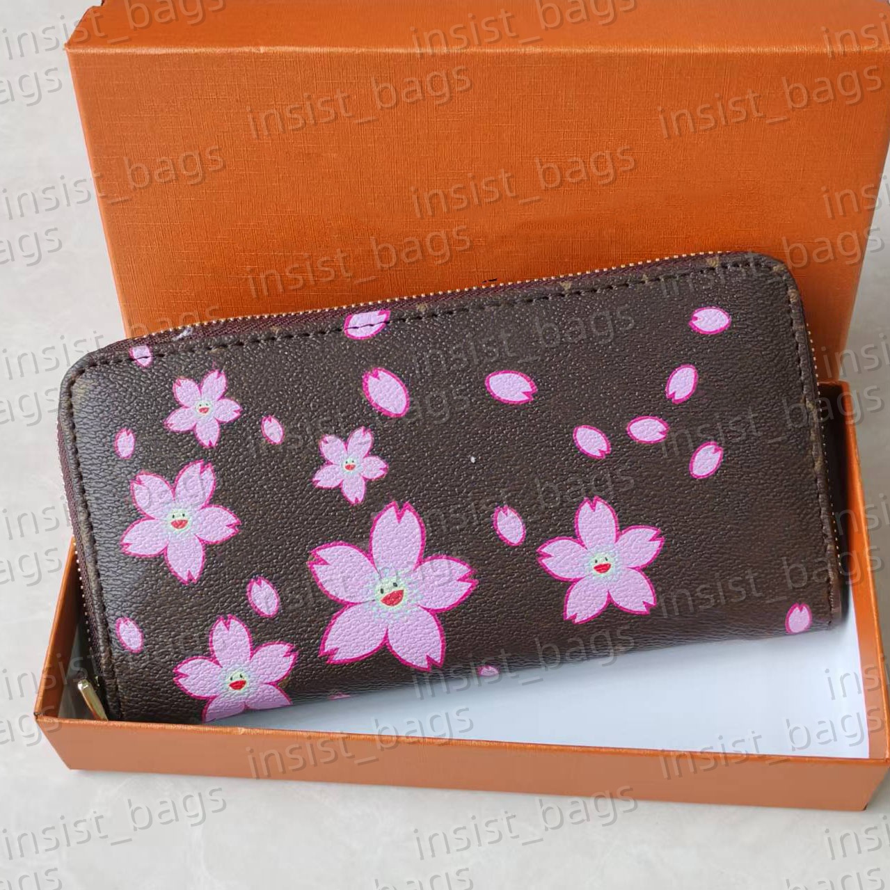 Luxury Designer Wallets Men Cardholder Wallet Women's Genuine Leather Long Purse With Embossed Floral Pattern Zipper Purses Money