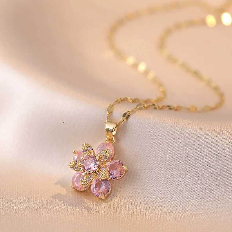 Wen Yupsk Sweet Crystal Petal Zircon Flower For Pendant Necklace Elegant Gold Color Collaone Chain Wedding Party Jewelry S250924 ccx