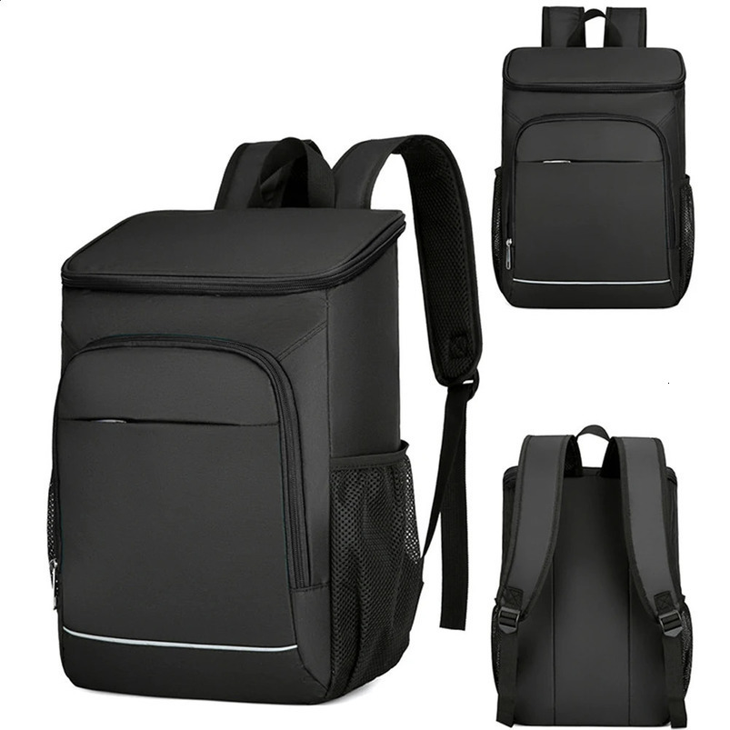 Oxford Waterproof Insulated Lunch Backpack with Reflective Strip Large Capacity Outdoor Cooler Bag 240802