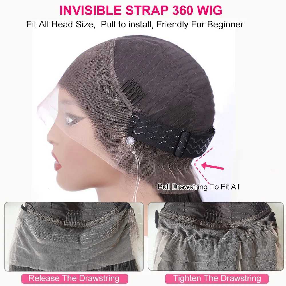 250 Density Invisible Strap 360 HD Full Lace Glueless Wig Deep Wave Frontal Wig Human Hair 30 Inch Water Wave Lace Front Wig F250923