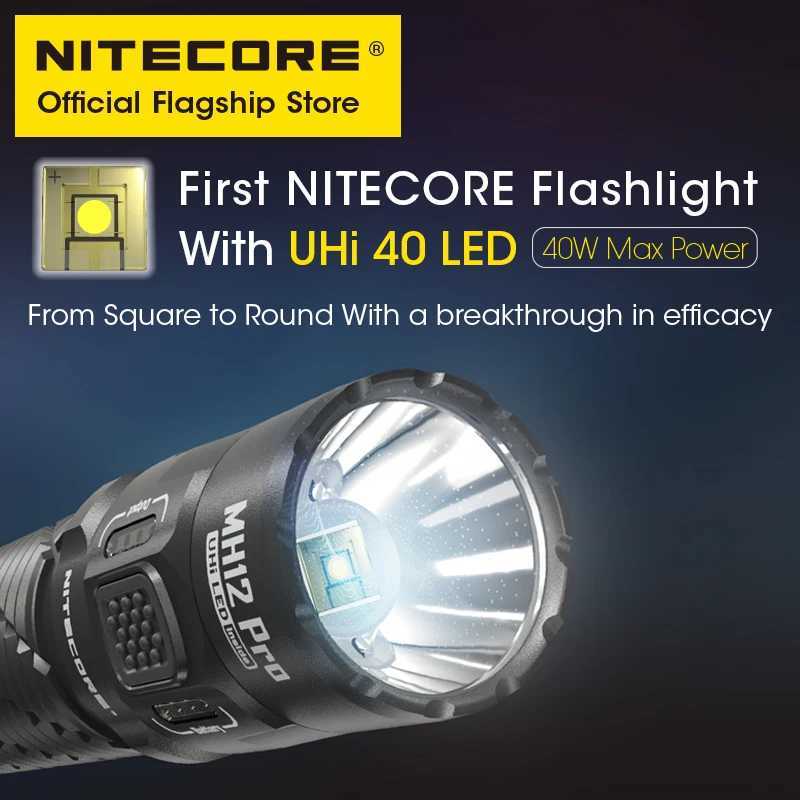 NITECORE MH12 Pro USBC Rechargeable Compact Flashlight 505 Meters Tactical Torch UHi 40 LED Beam 5300mAh 21700 Liion Battery J250924