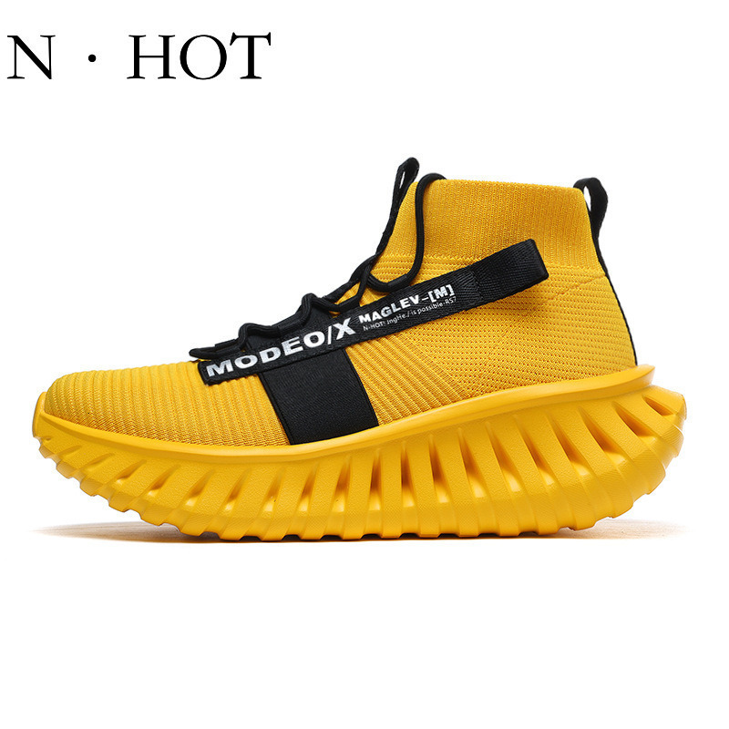 NHOT Designer Luxury Fashion Men's Knife Edge Shock-absorbing Fly Woven Running Shoes Casual High Top Coconut Shoes Trendy And Versatile Outdoor 