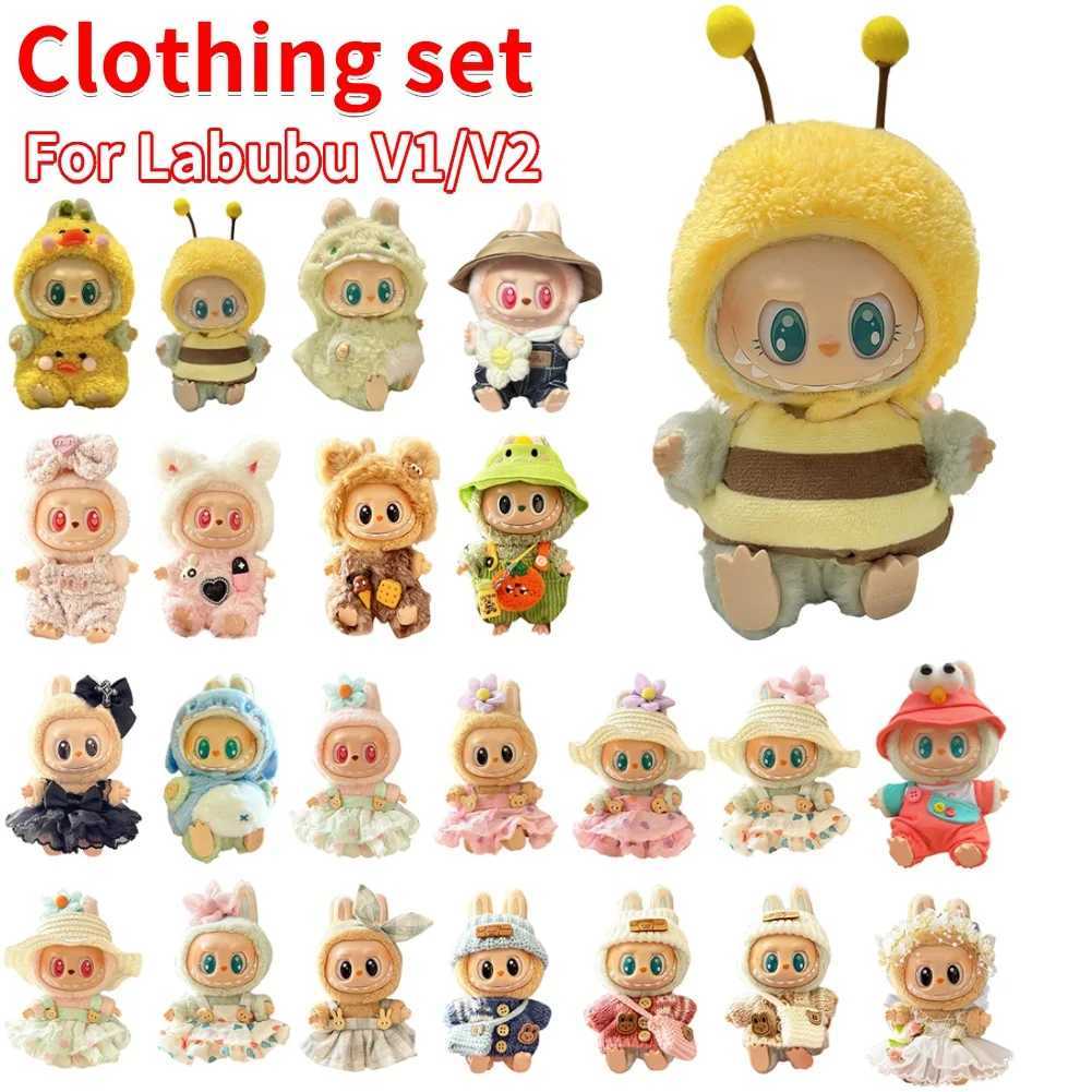 1517 cm For Labubu v1v2 Clothes outfit For Labubu Sitting Party Bear Label Scarf Hat Bag Dolls Accessories Cute Decoration C250924