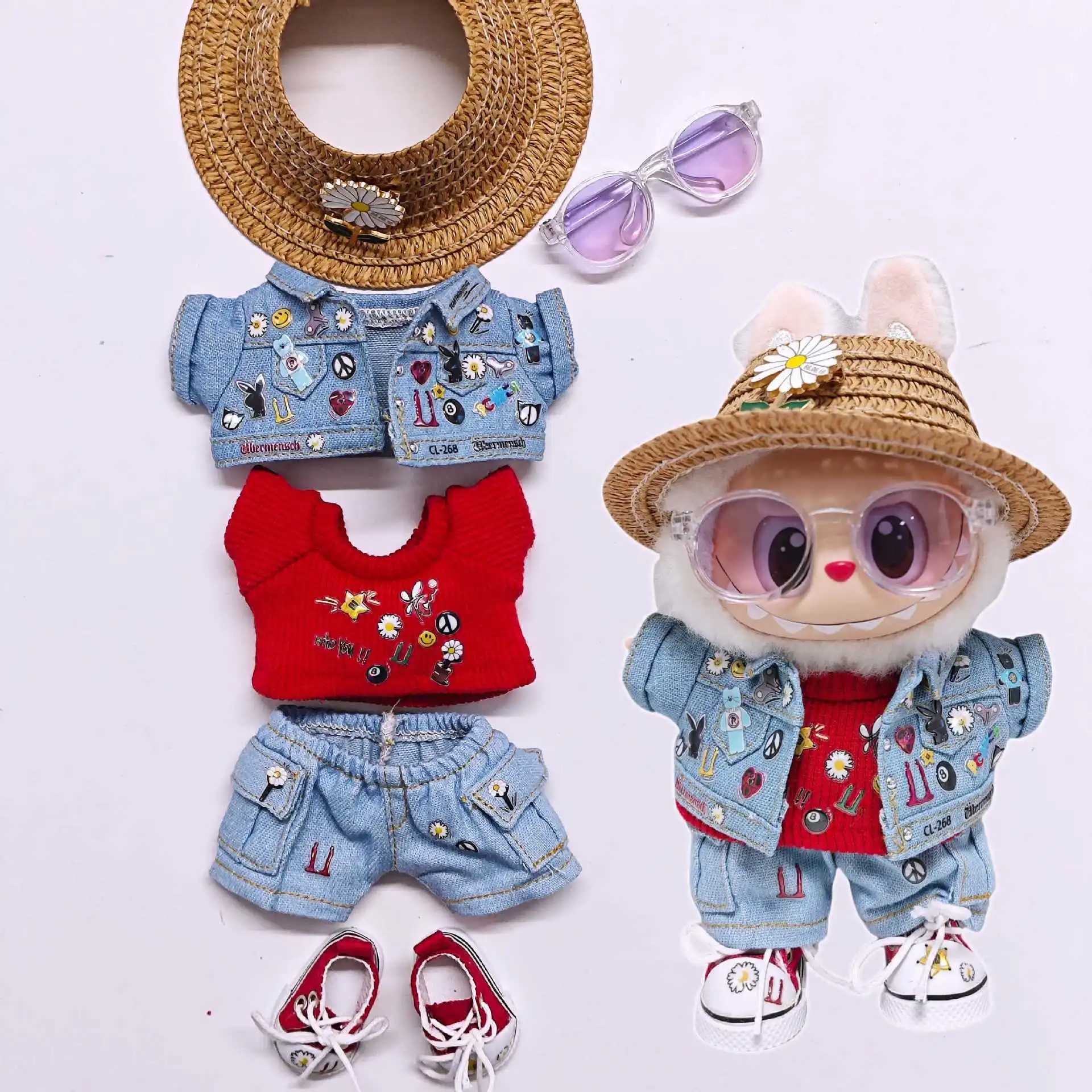 For 1517cm Labubu Doll Kpop Idol Gd Concert Same Clothes Set Labubu 30 Diy Clothing Accessories GDragon Same style Trend suit C250924