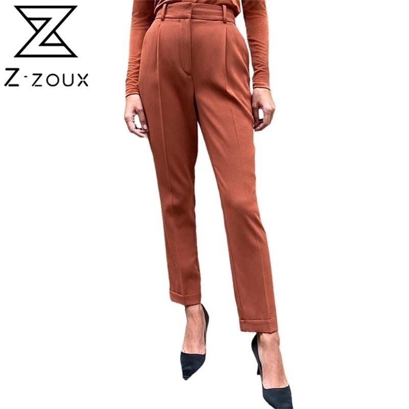 Women Pants Capris Temperament Trousers High Waisted Suit All Match Ankle-Length Fashion Black 210513
