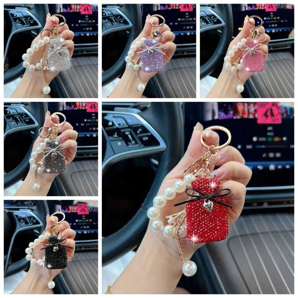 Fashion Bow Knot Shape Keychain Pearls Rhinestone Inlaid Rhinestone Keyring Tassel Cute Shape Keyring Personal Use1 D250925