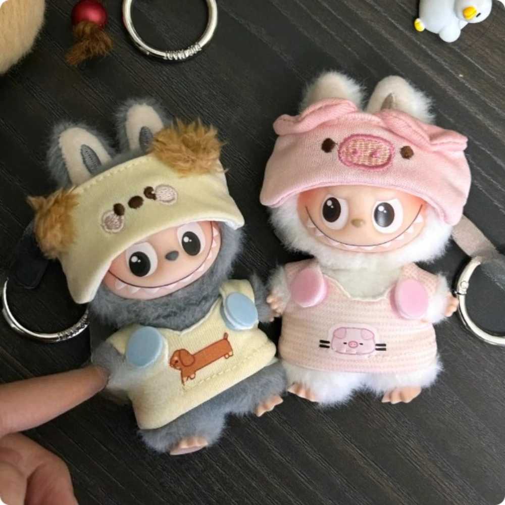 Animal Party Set 40 Mini Labubu Clothes Cute Bee Jumpsuit for 10cm Doll Plush Bag Accessories Childrens Christmas Gift C250924