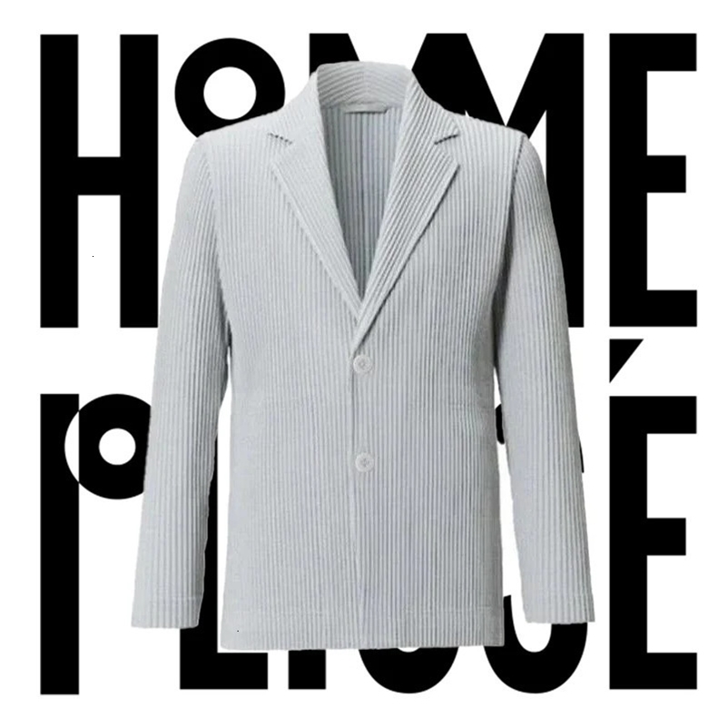 Miyake Original Pleated Long-sleeved Blazer Collar Jacket Mens Spring Senior Sense of Loose Casual Suits Japanese Clothing 240518