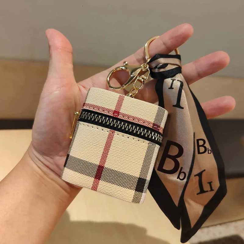 luxurious Mini Striped Textured Bucket Bag For Airpods 4 Pro 2 3 2and1 phone Case Can hold other small items Coin purse with hook S250924