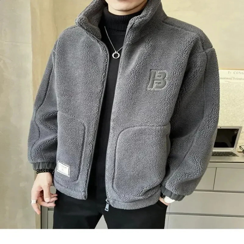 Spring and autumn trends fashionable casual mens jackets solid color loose warm toplevel fully matched streetwear 240904