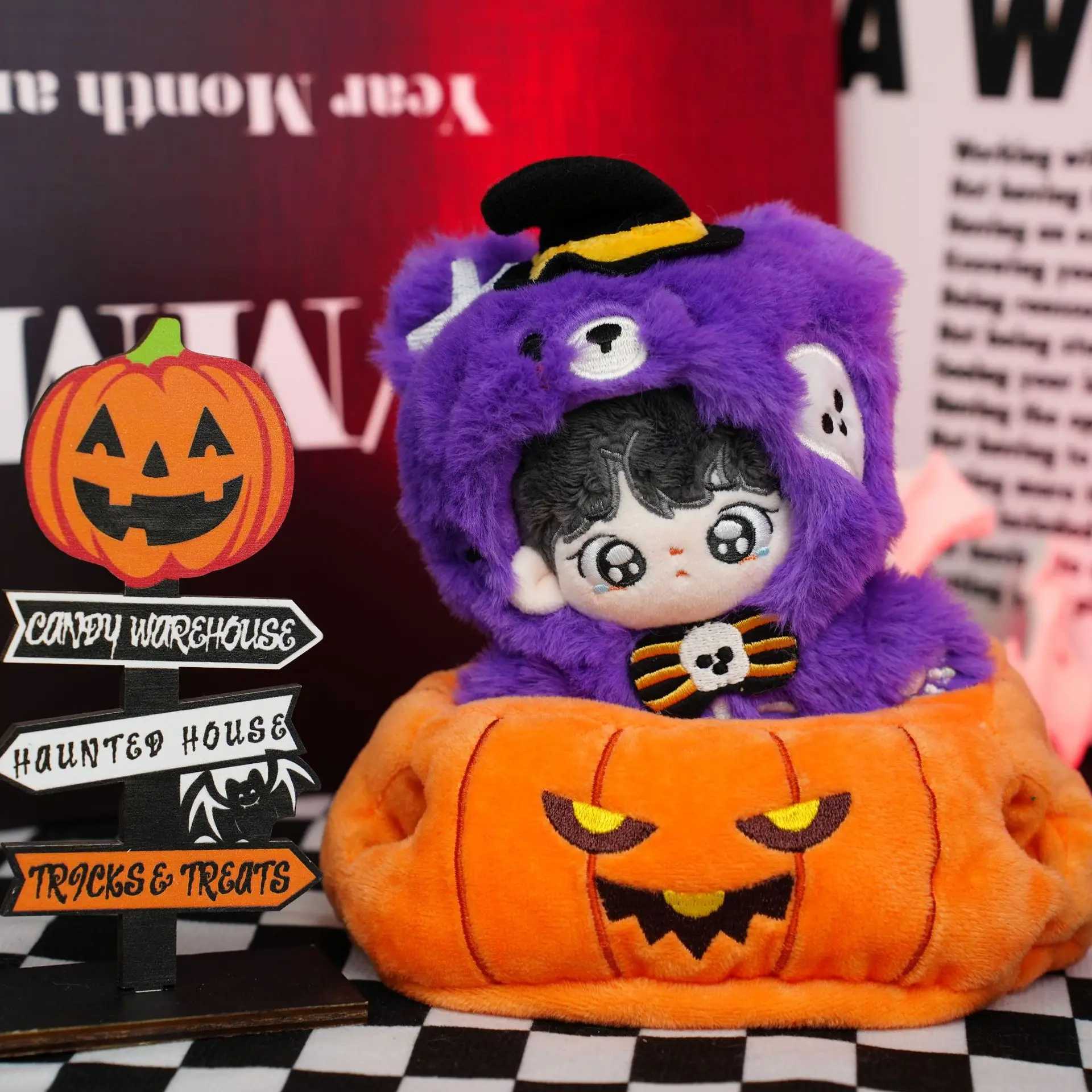 No dollFor 17cm labubu Halloween outfit skull uniform Decoration Little Cloths v1v2v3 baby clothes cool sweater doll can be C250924