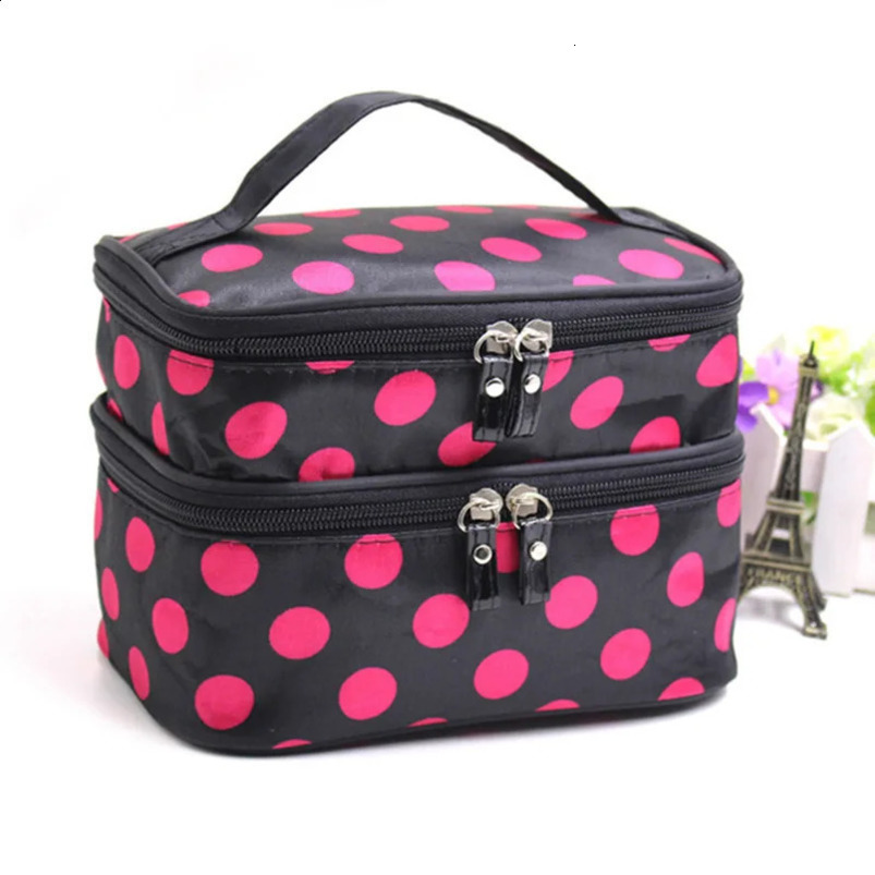 Large capacity makeup bag with double zippers for women bathroom travel toilet organizer waterproof storage Cas w240822