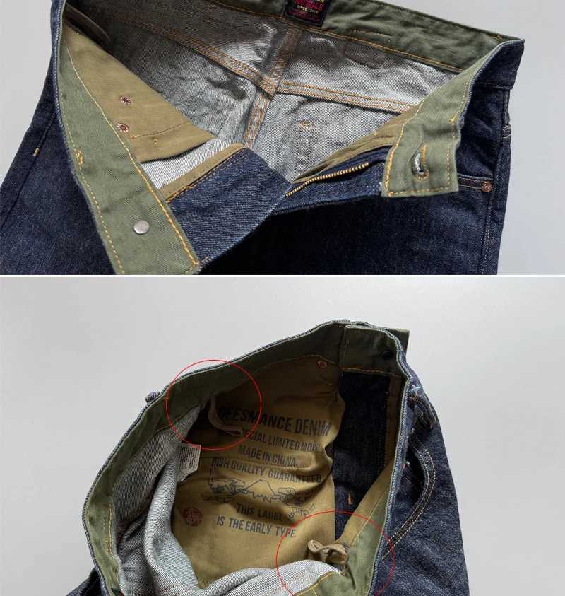 14oz Raw Selvedge Denim Jeans for Men Tapered Straight Indigo Washed 100 Cotton Pants with Back Paris buckle American Vintage X250924