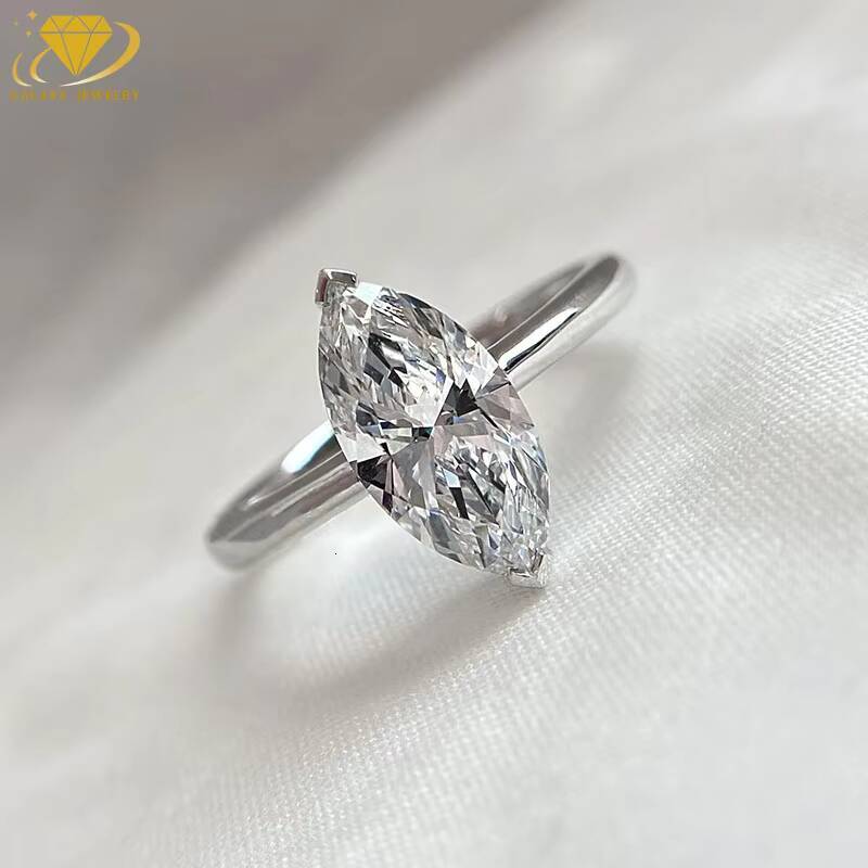 Customized Lab Grown Diamond IGI Certified Rings Solid Gold Engagement Marquise Cut Diamond Ring For Women