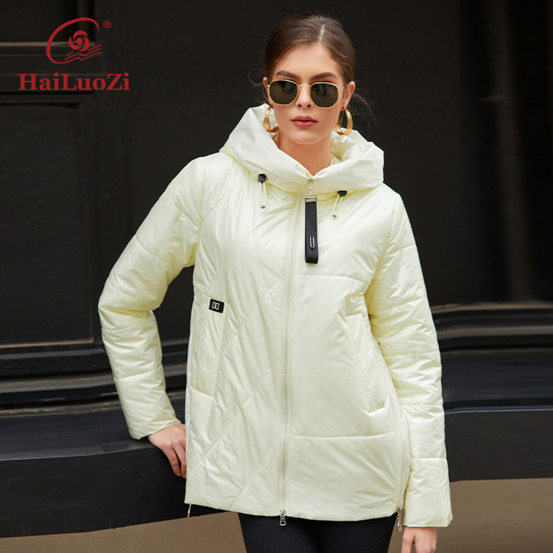 Womens Down Parkas HaiLuoZi Spring Autumn Womens Jacket Casual Female Quilted L5XL Coat Hooded Short Clothing Women Windproof Parkas 7055 220902