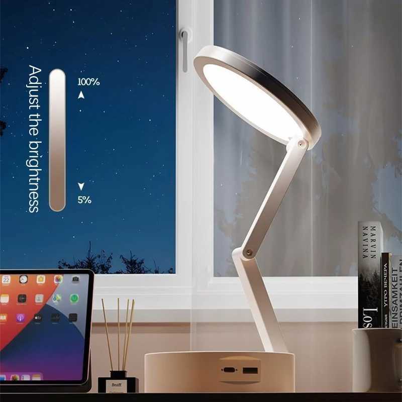 Portable Foldable Lamp With Clock USB Charging Type Fold LED Desk Lamp Energy Saving Rechargeable LED Reading Light C251115
