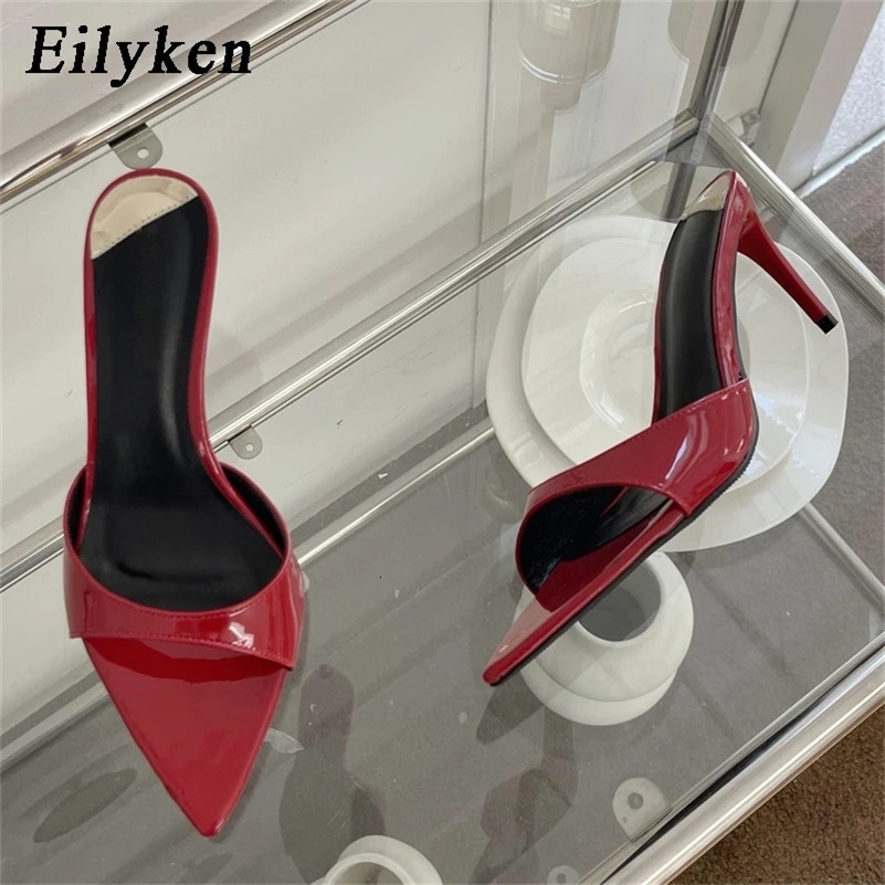 Eilyken Sexy Thin Heels Slipper For Women Summer Fashion Pointed Toe Slides Stripper Party Sandal Mule Shoes Zapatillas Mujer 240615