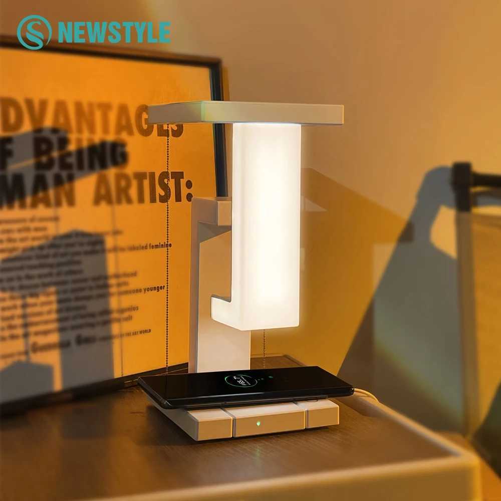 Floating Design LED Desk Lamps 10W Wireless Charging Stepless Dimming Touch Control Novelty Night Light Bedroom Decorative Light C251115